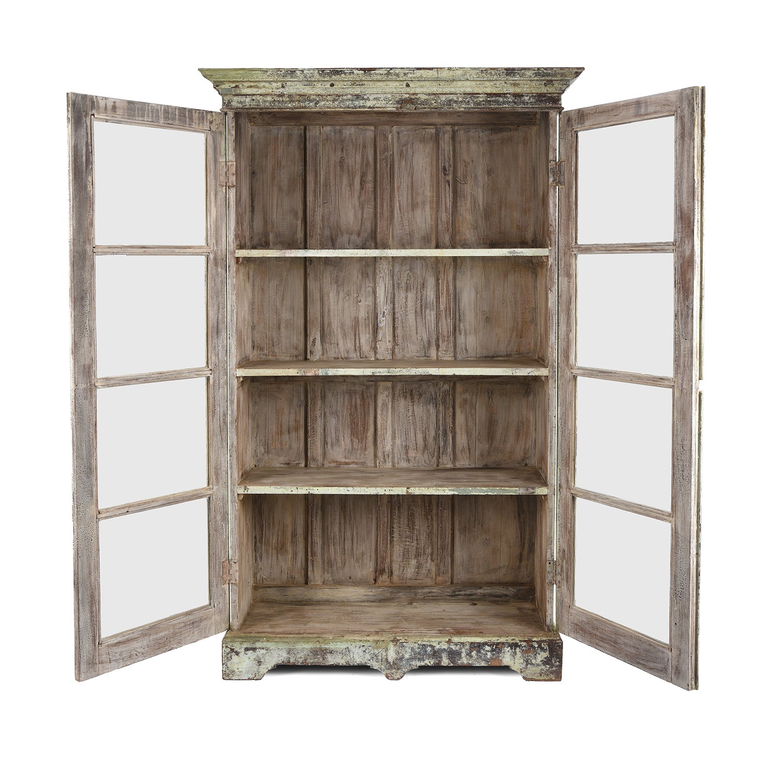 Glazed Painted Teak Indian Book Cabinet - Ca 1910