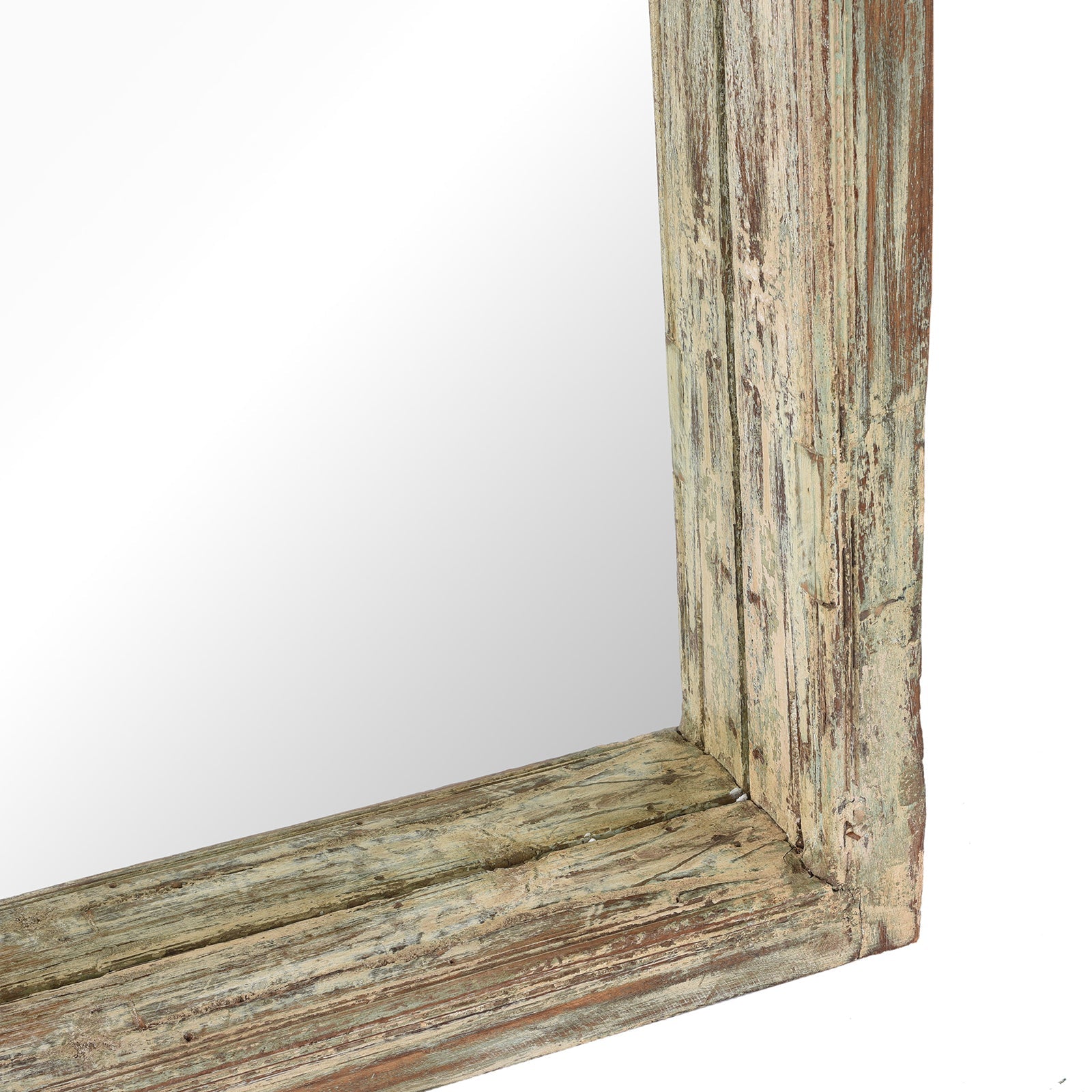 Painted Indian Mirror Made From An Old Teak Window - 19th Century