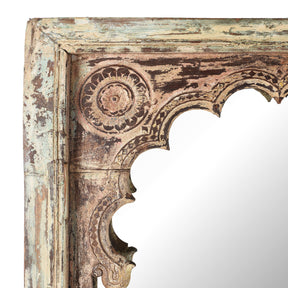 Painted Indian Mirror Made From An Old Teak Window - 19th Century