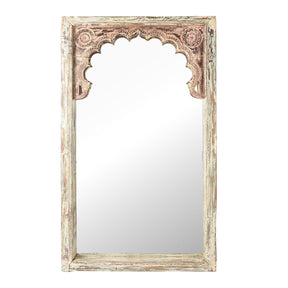 Painted Indian Mirror Made From An Old Teak Window - 19th Century