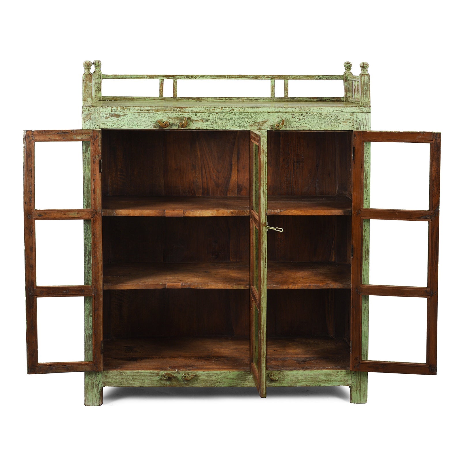 Vintage Painted Glazed Kitchen Cabinet - Ca 1920's