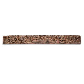 Carved Teak Elephant Lintel Panel From Gujarat - 19th Century