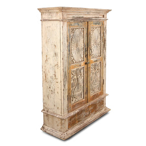 Cream Painted Almirah Cabinet - 19th Century
