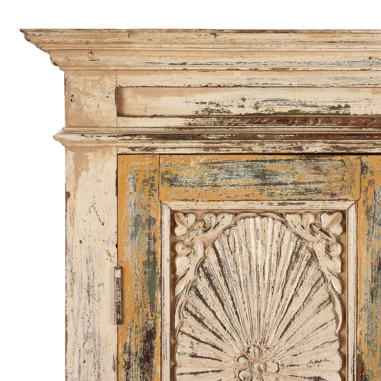 Cream Painted Almirah Cabinet - 19th Century