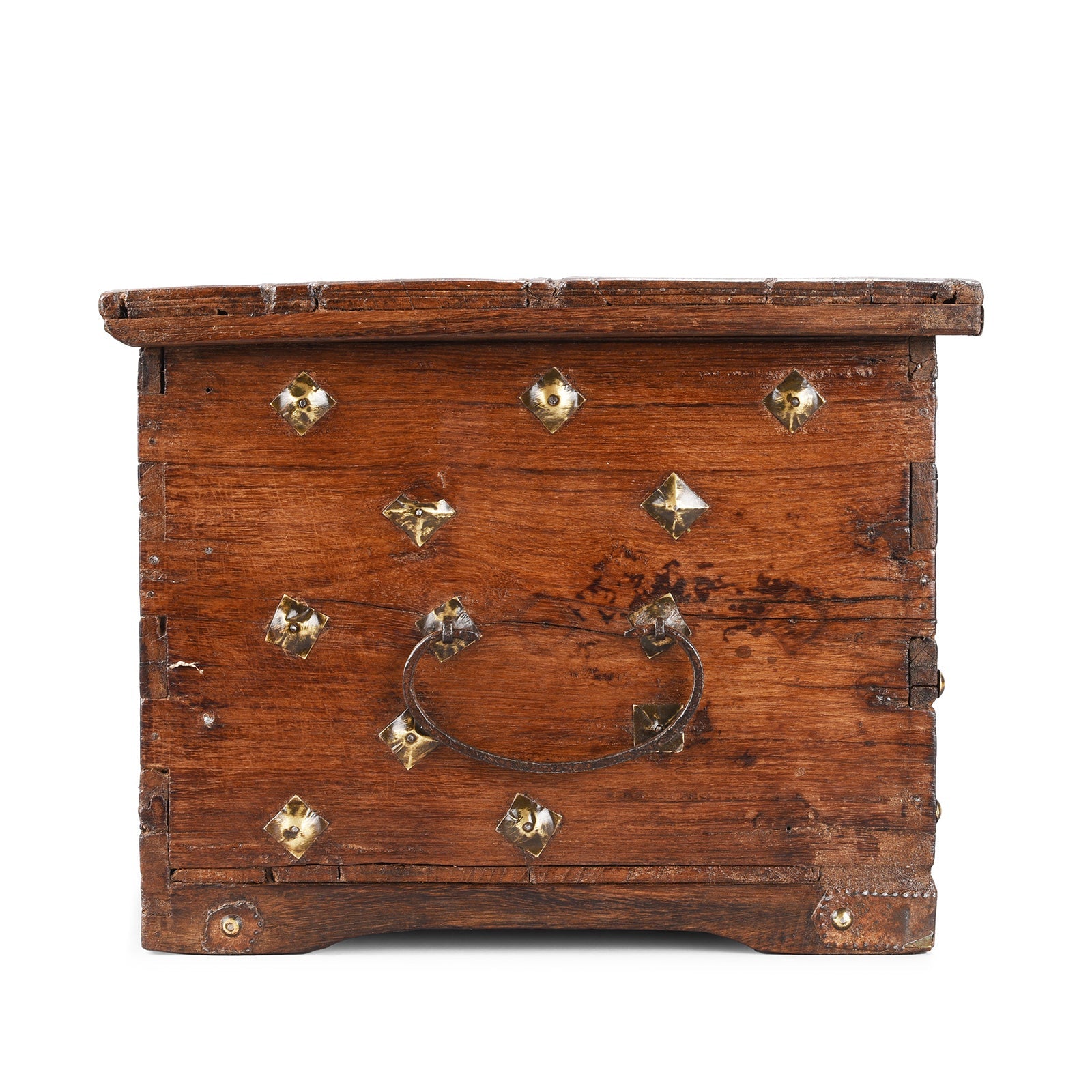 Brass Studded Rosewood Peacock Box From Saurashtra - 19th Century