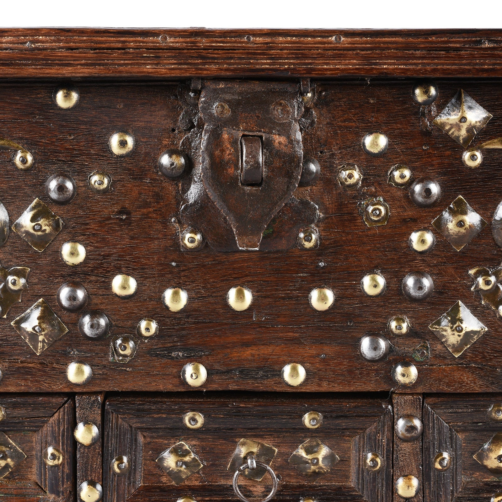 Brass Studded Rosewood Peacock Box From Saurashtra - 19th Century