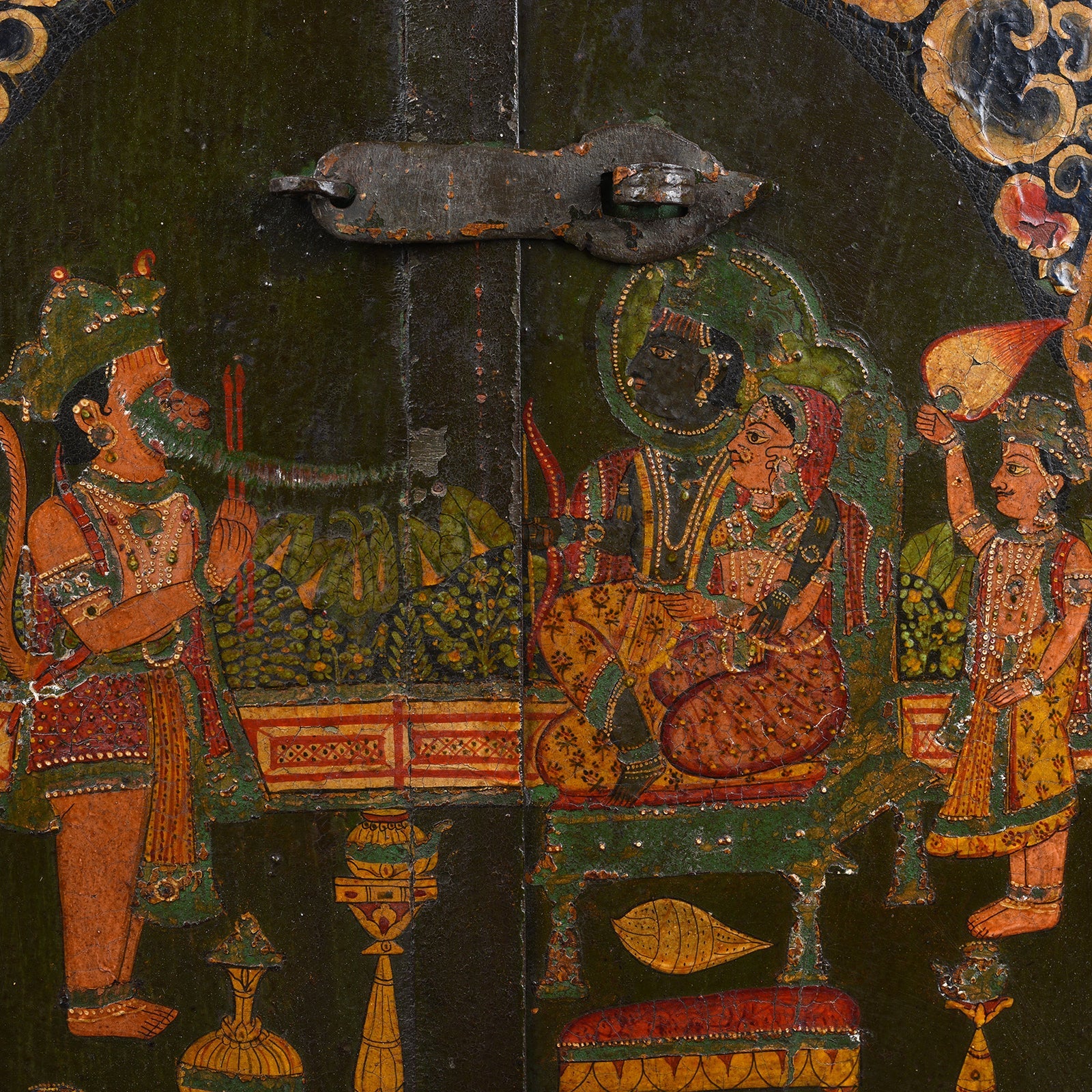 Painted Hanuman Shutter From Bikaner - 19th Century