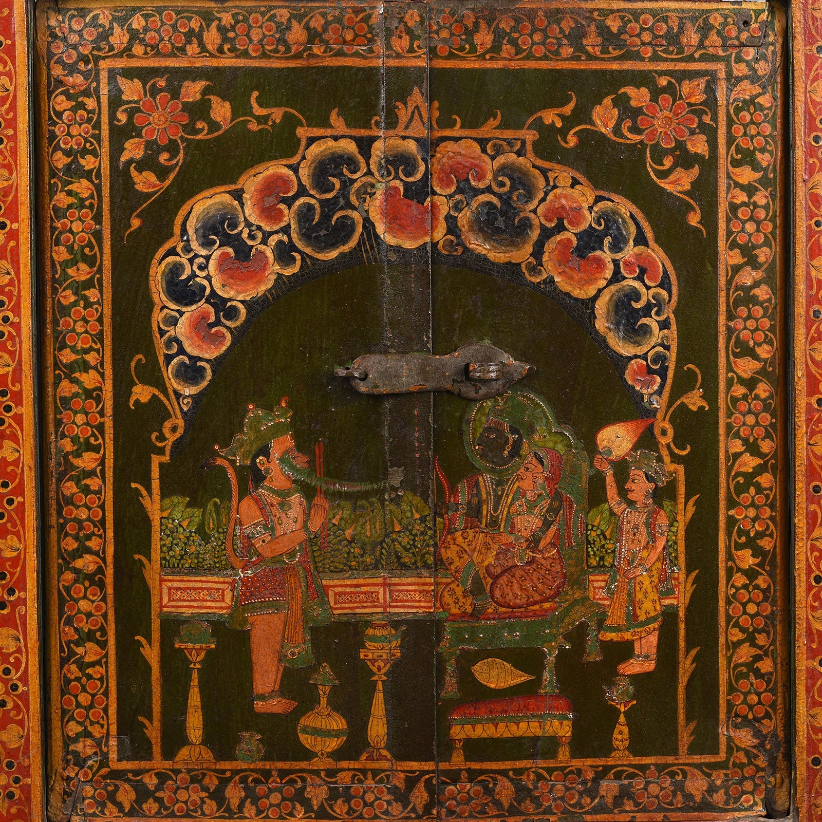 Painted Hanuman Shutter From Bikaner - 19th Century