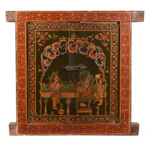 Painted Hanuman Shutter From Bikaner - 19th Century