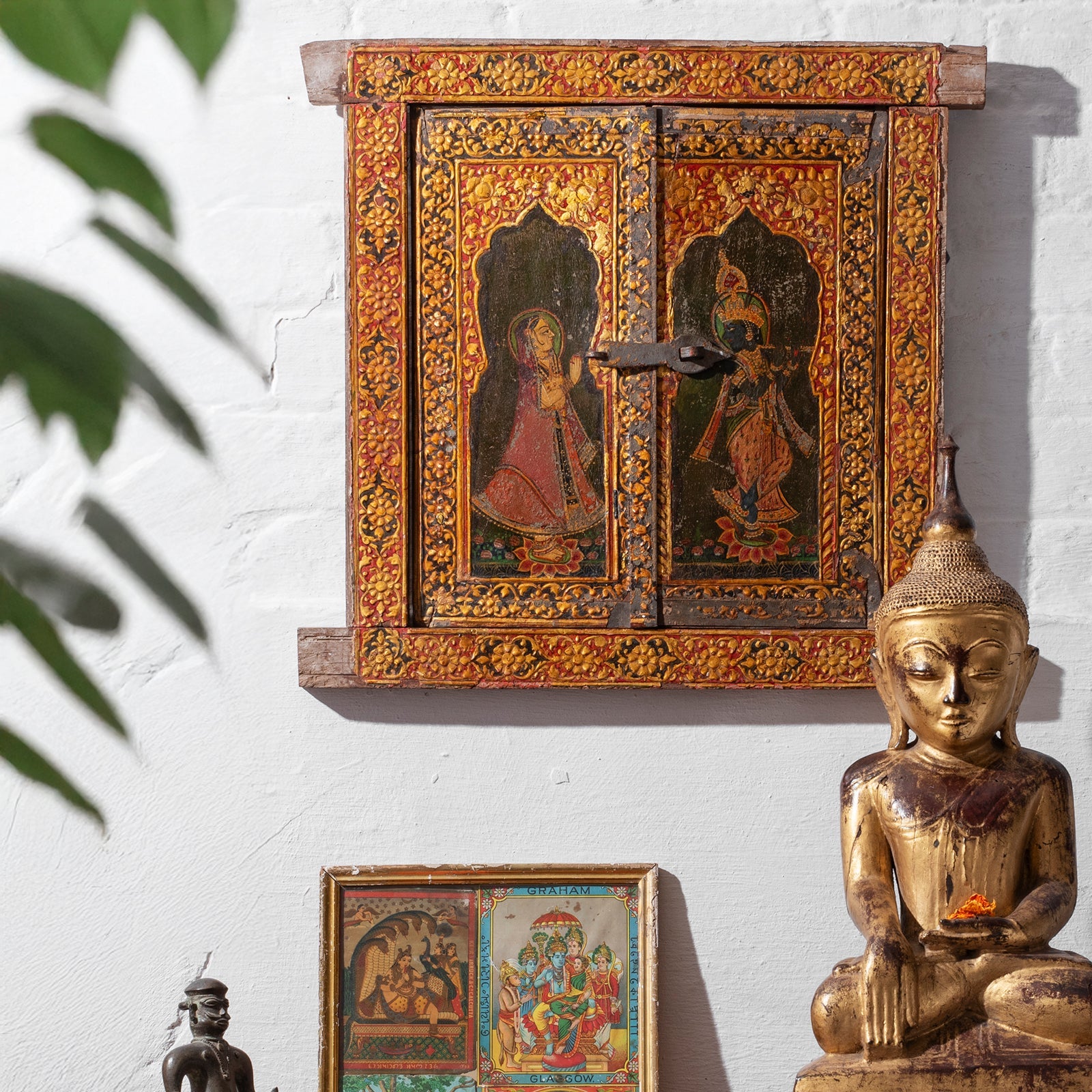 Chandras Radha Krishna Shutter From Bikaner - 19th Century