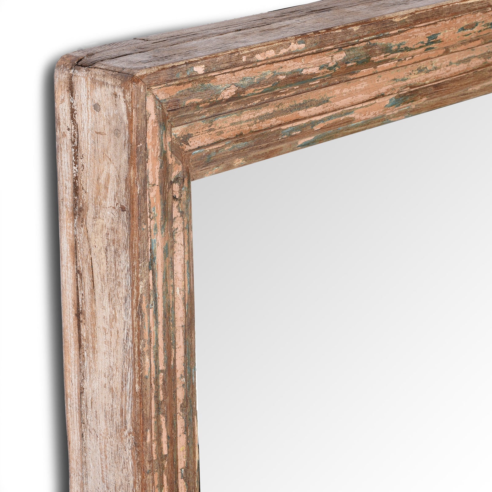 Rustic Painted Mirror Made From Old Architectural Teak