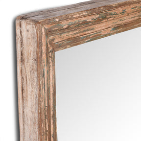 Rustic Painted Mirror Made From Old Architectural Teak