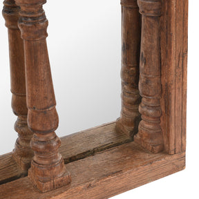 Carved Teak Triple Arch Window Mirror - 19th Century