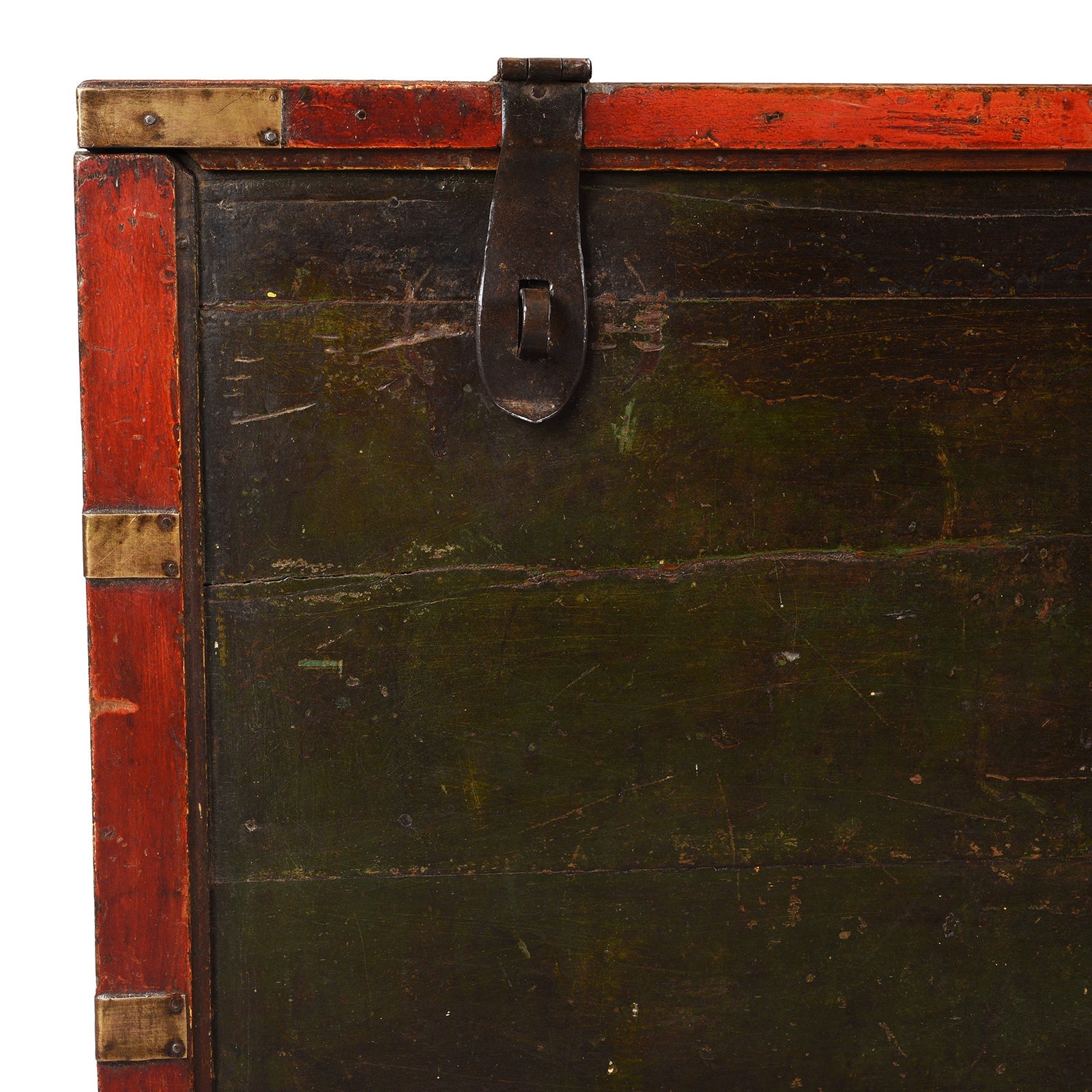 Brass & Lacquered Chest From Bikaner - Early 19th Century