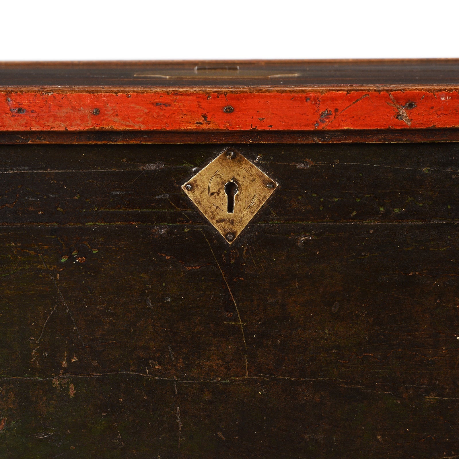 Brass & Lacquered Chest From Bikaner - Early 19th Century