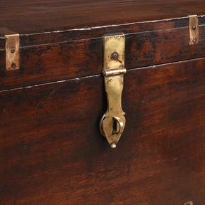 Brass Bound Teak Military Chest From Rajasthan - 19th Century