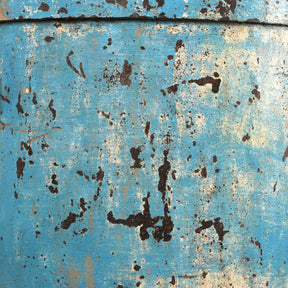 Blue Painted Iron Grain Storage Bin From Rajasthan - Ca 1920