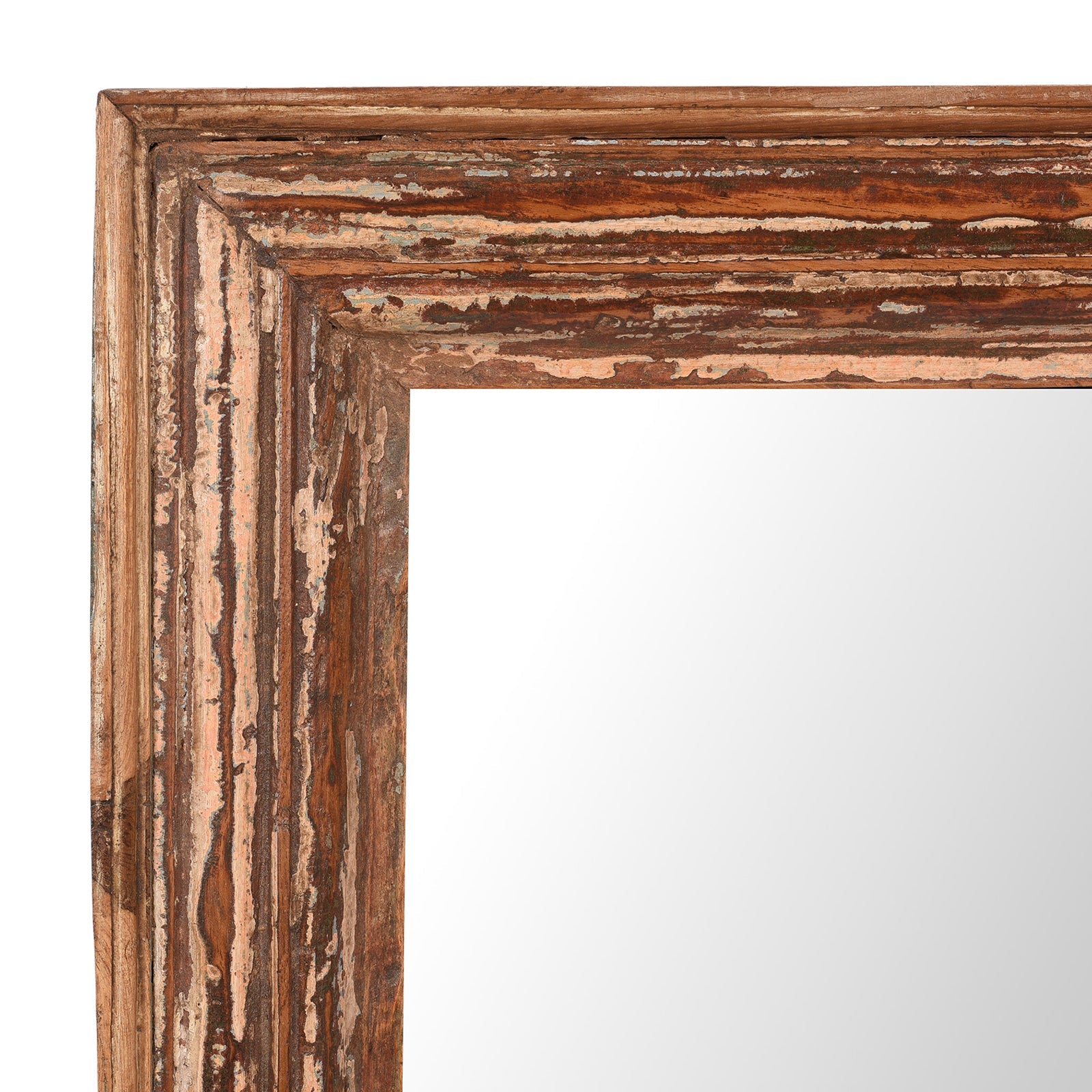 Rustic Painted Indian Mirror Made From Old Teak