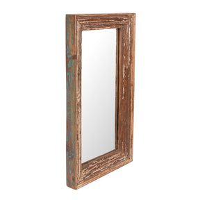 Rustic Painted Indian Mirror Made From Old Teak