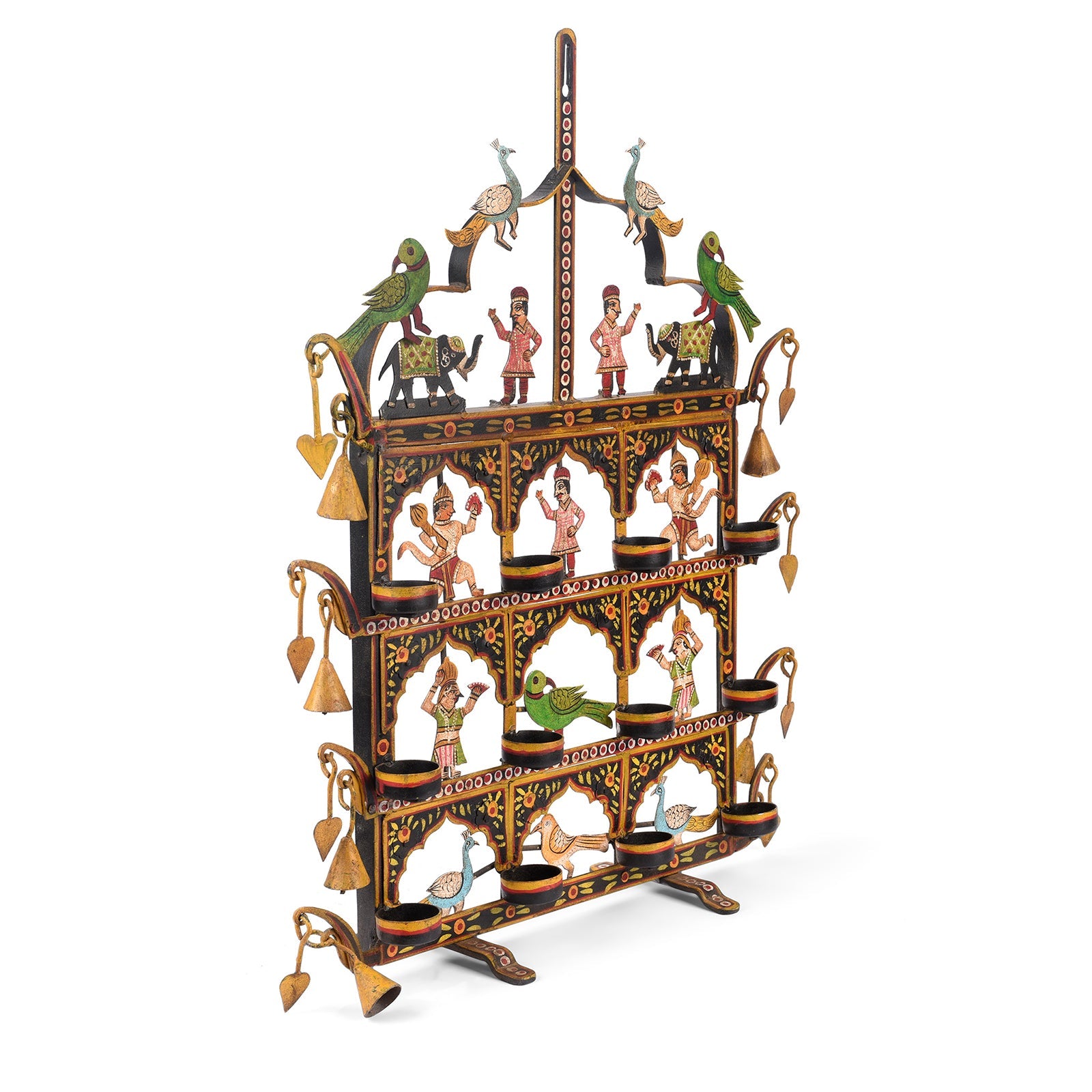 Painted Indian Iron Tribal "Toran" Diwali Lamp