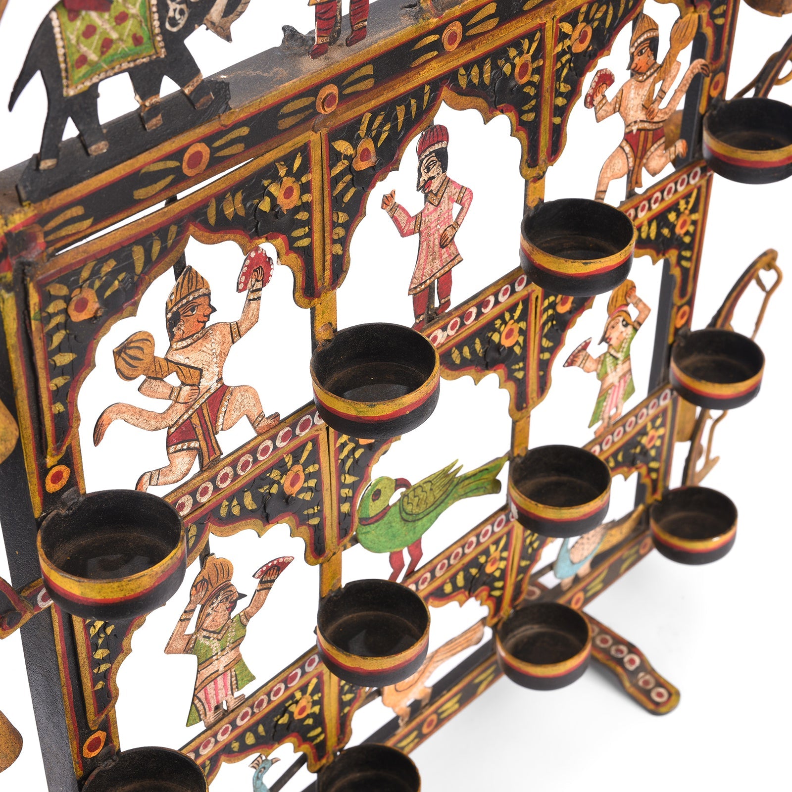Painted Indian Iron Tribal "Toran" Diwali Lamp