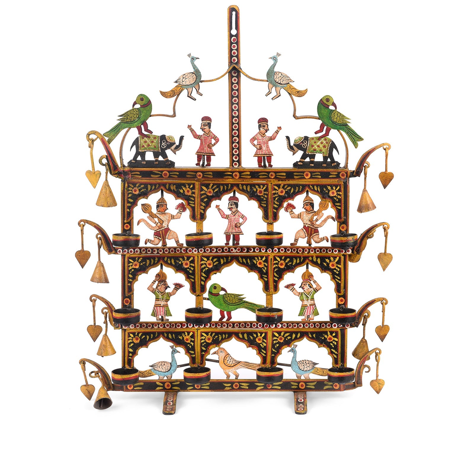 Painted Indian Iron Tribal "Toran" Diwali Lamp