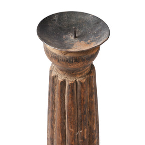 Carved Teak Candle Stick From Banswara Tribal Region - 19th Century