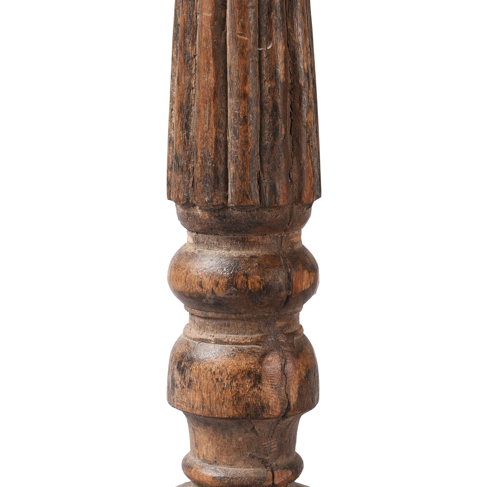 Carved Teak Candle Stick From Banswara Tribal Region - 19th Century