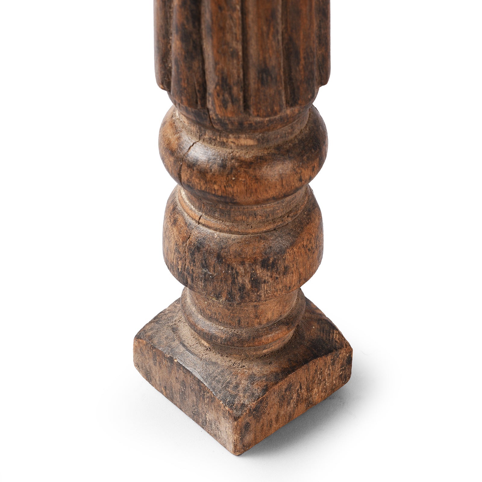 Carved Teak Candle Stick From Banswara Tribal Region - 19th Century
