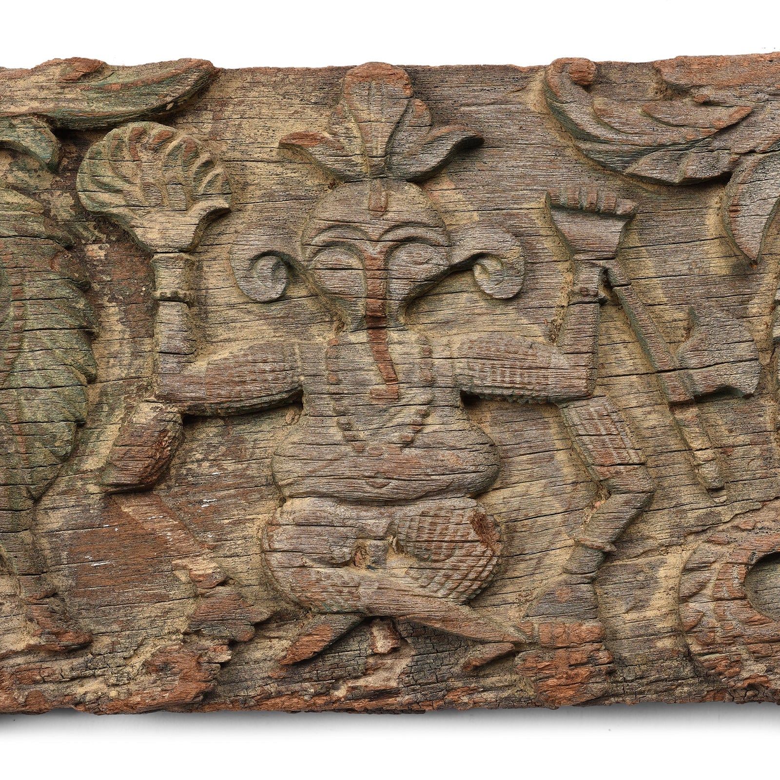 Ganesh & Peacock Lintel Panel From South India - 19th Century