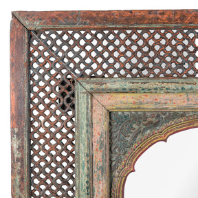 Painted Jali Window Mirror From Banswara - 19th Century