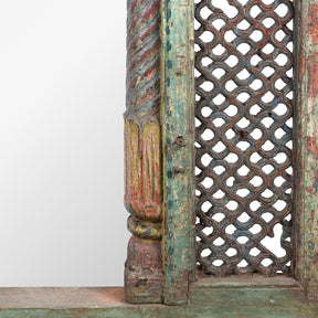 Painted Jali Window Mirror From Banswara - 19th Century