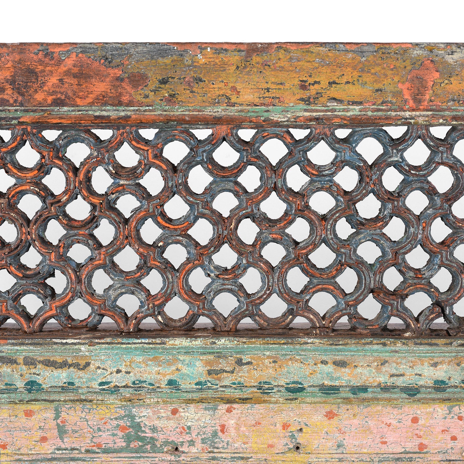 Painted Jali Window Mirror From Banswara - 19th Century