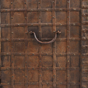 Brass & Iron Indian Pithara Dowry Chest On Wheels - 19th Century
