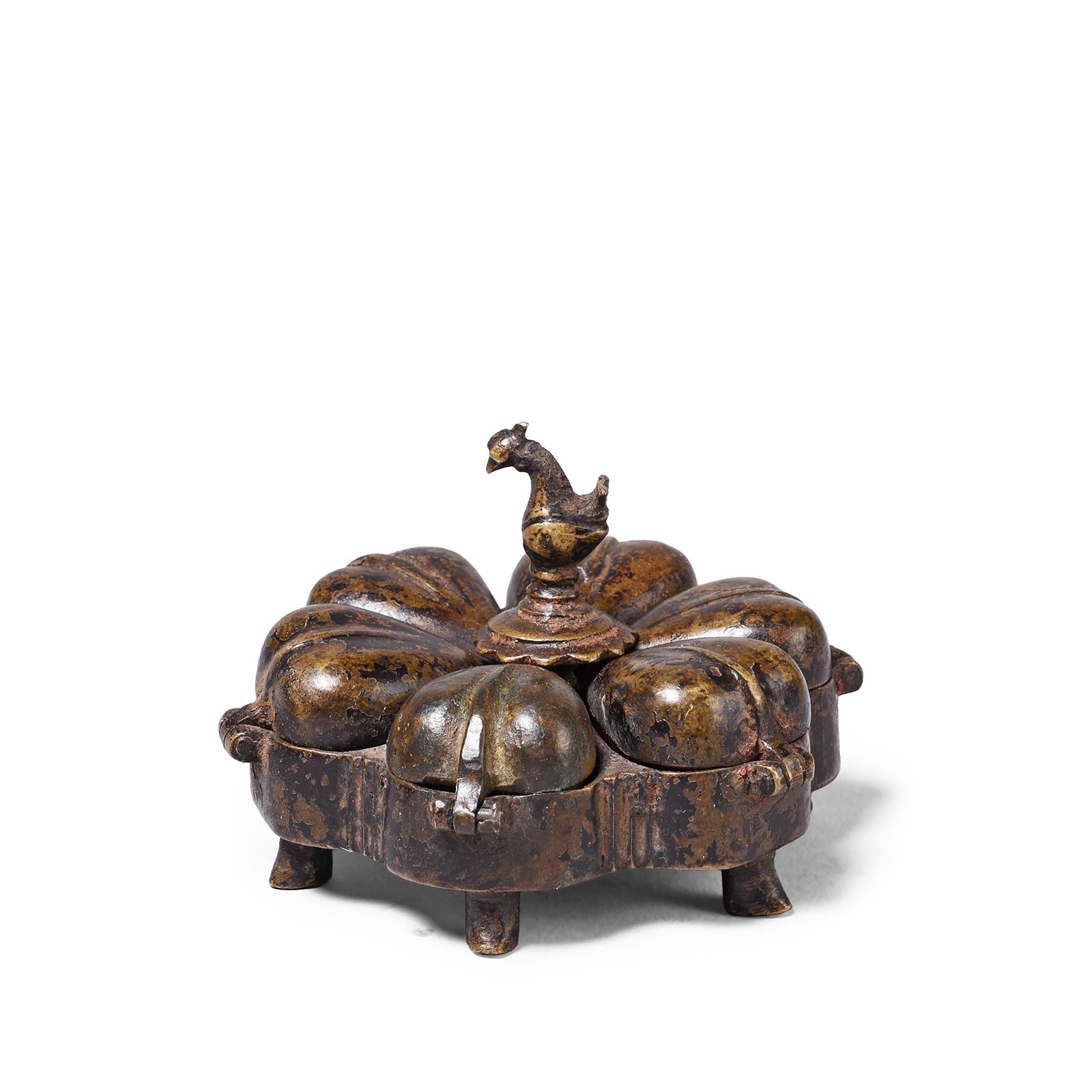 Brass Peacock Cosmetic Box From Rajasthan - 19th Century