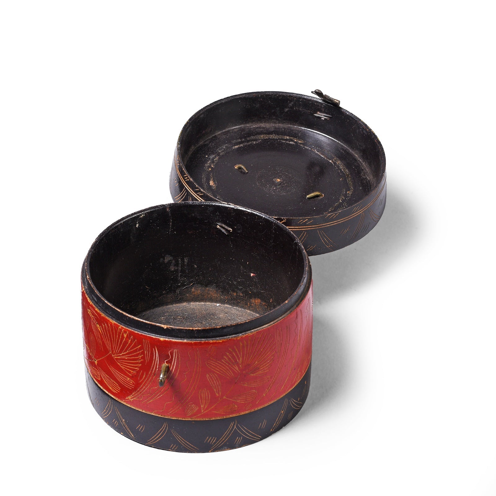 Old Scratchwork Lacquer Pot From Kutch - 19th Century