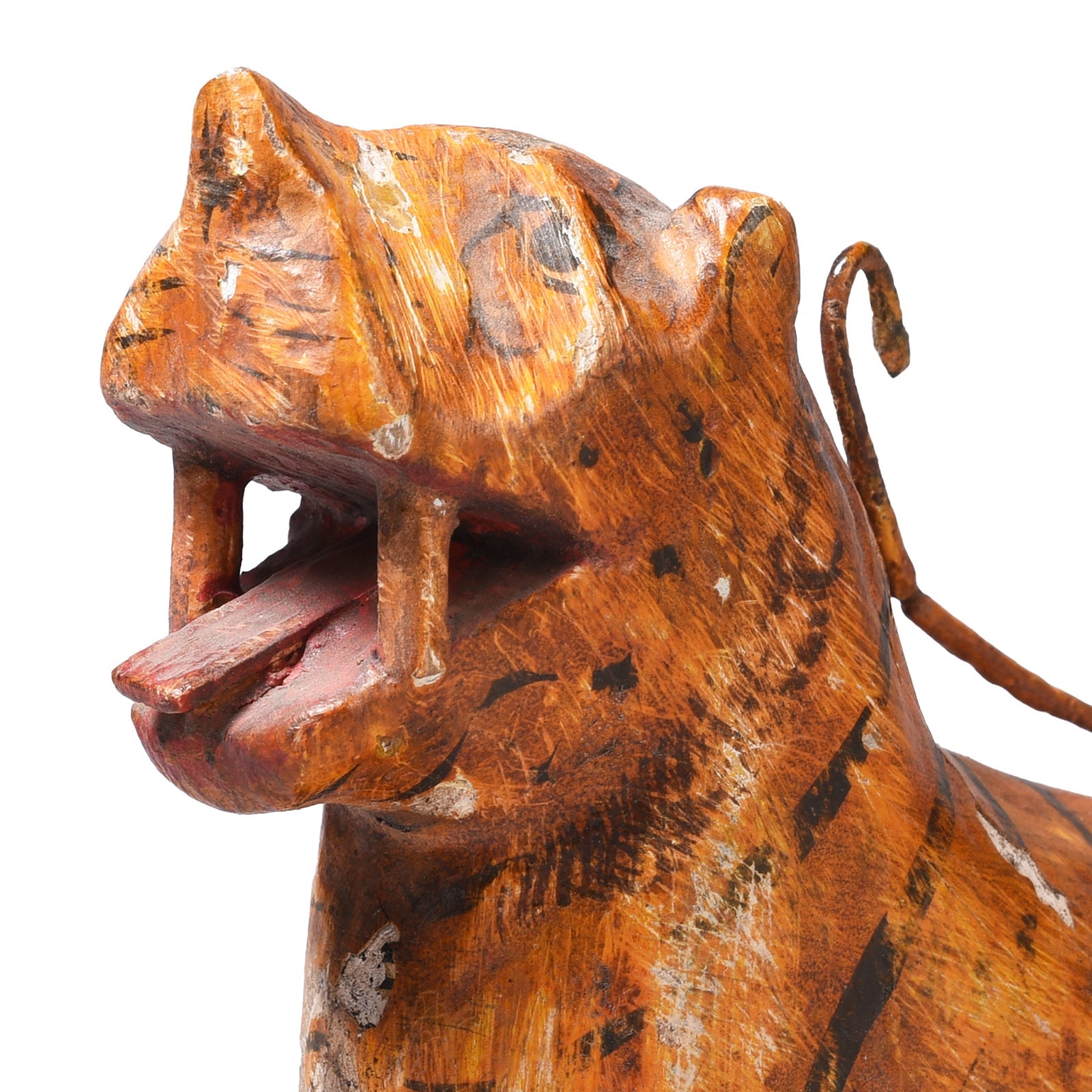 Polychromed Indian Tiger Figure From Karnataka - Ca 1910