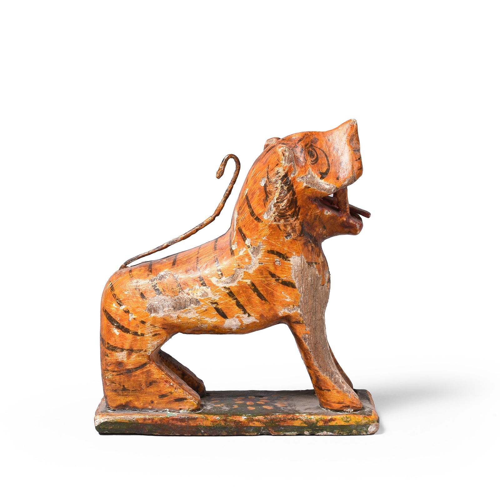 Polychromed Indian Tiger Figure From Karnataka - Ca 1910