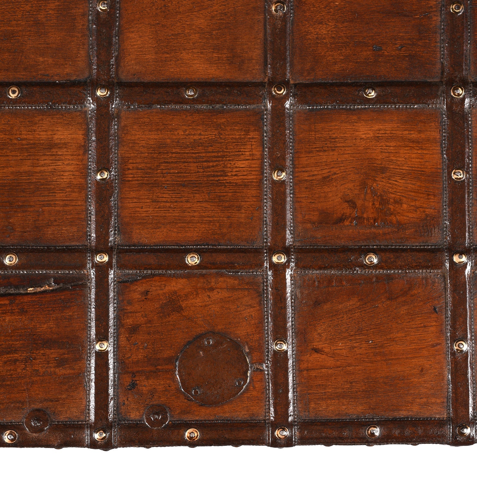 Iron Bound Teak Coffee Table Chest From Gujarat - 19th Century