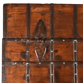 Iron Bound Teak Coffee Table Chest From Gujarat - 19th Century