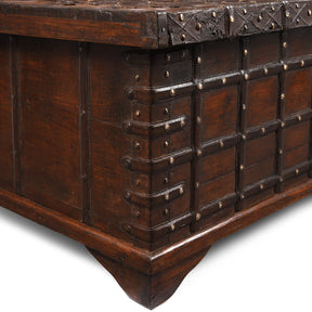 Iron Bound Teak Coffee Table Chest From Gujarat - 19th Century