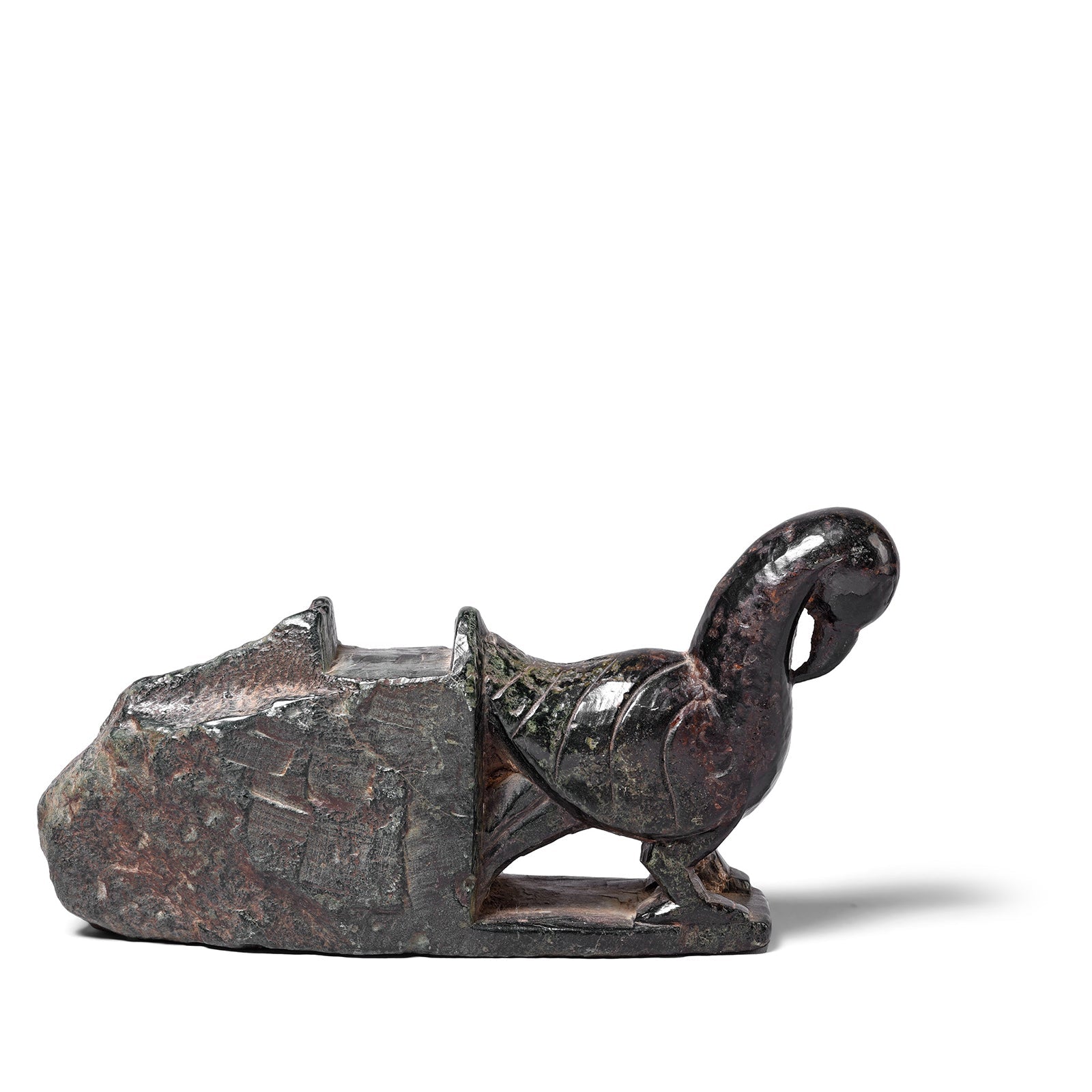 Soapstone Peacock Turban Hanger From Dungarpur - 19th Century