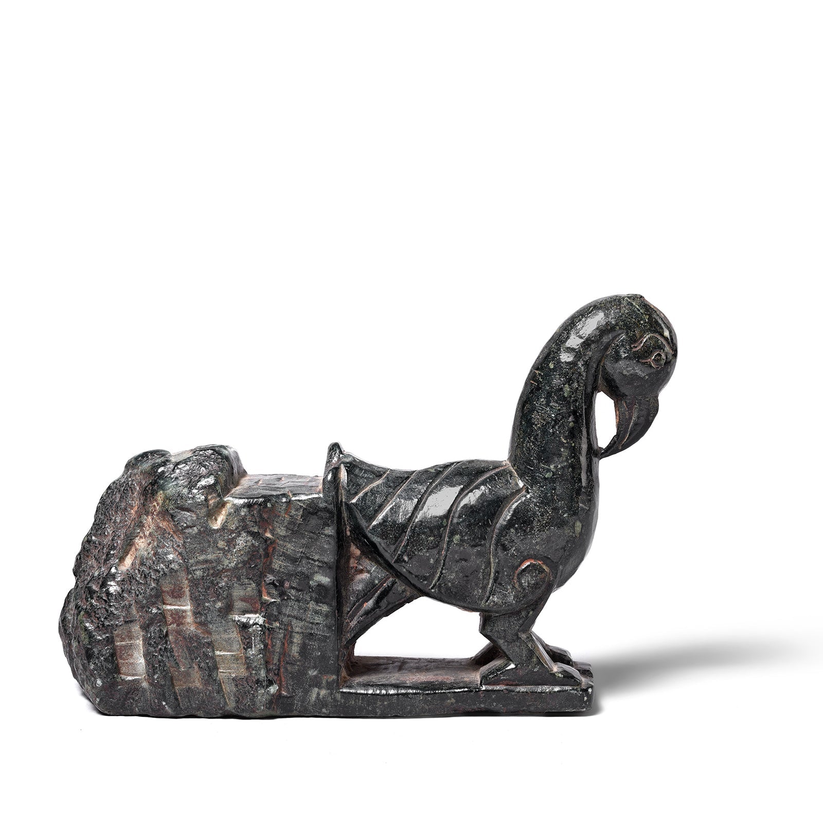 Soapstone Peacock Turban Hanger From Dungarpur - 19th Century