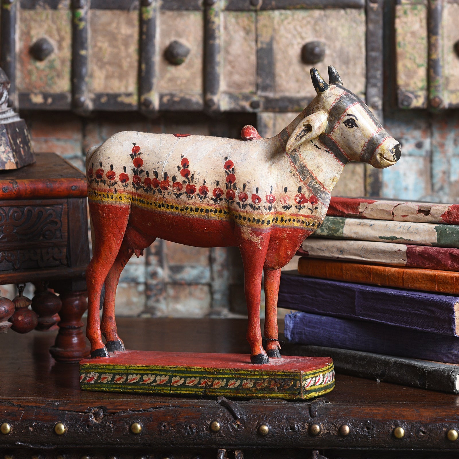Polychromed Indian Nandi Cow Figure From Surat - Ca 1900