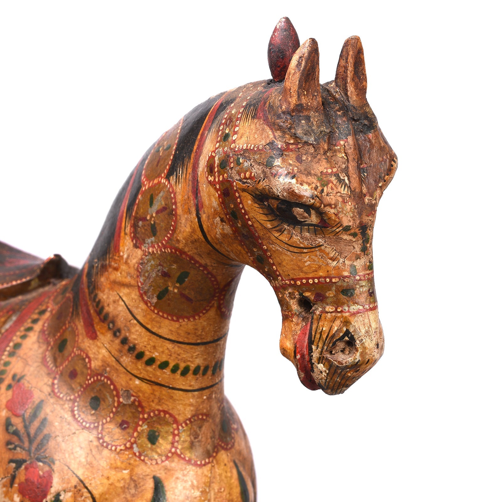 Polychrome Indian Horse Figure From Surat - 19th Century