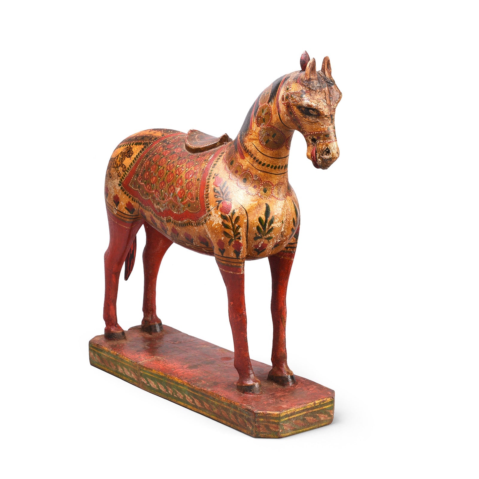 Polychrome Indian Horse Figure From Surat - 19th Century