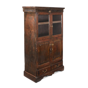 Glazed Anglo Indian Teak Book Cabinet - Late 19th Century