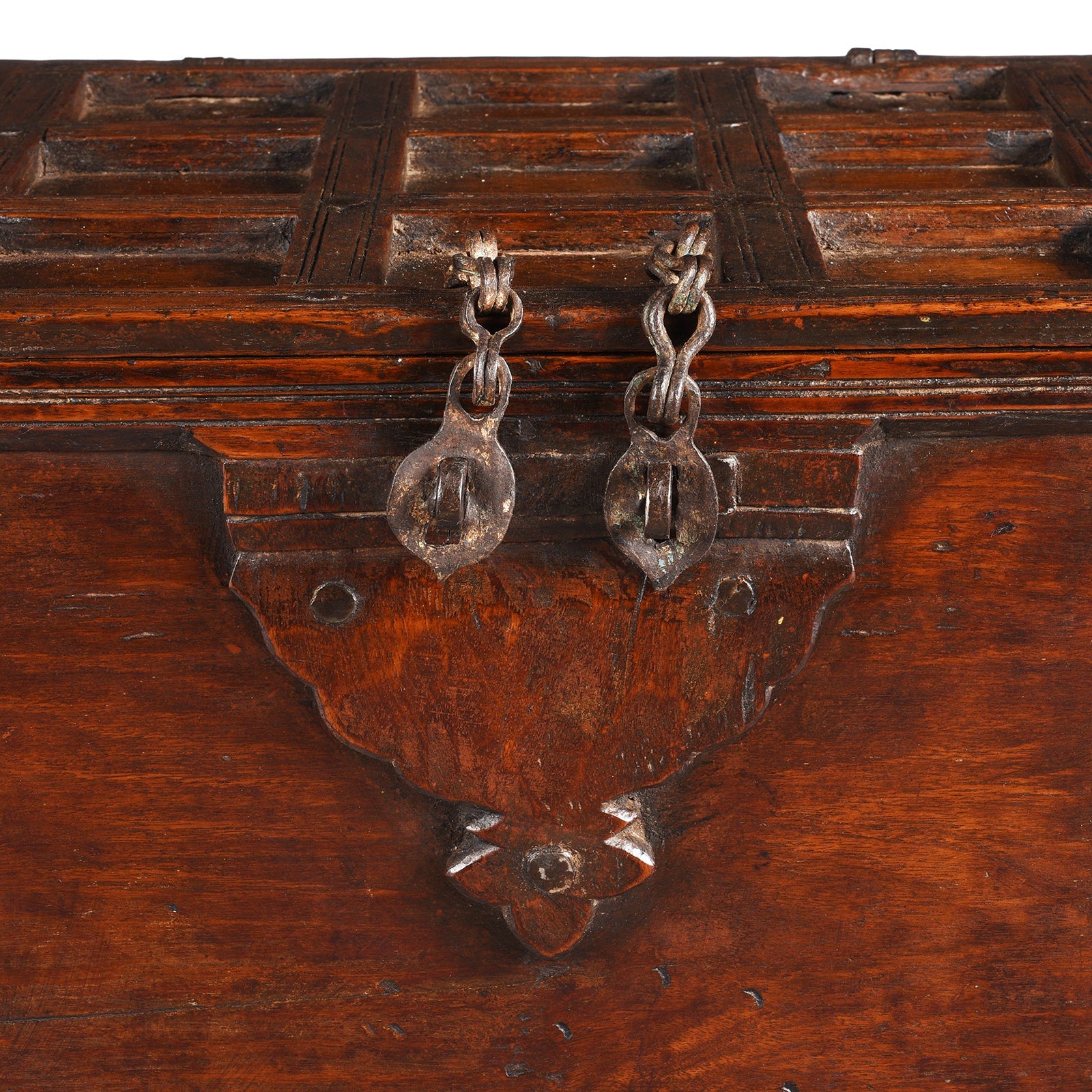 Iron Bound Teak Chest From Gujarat - 19th Century