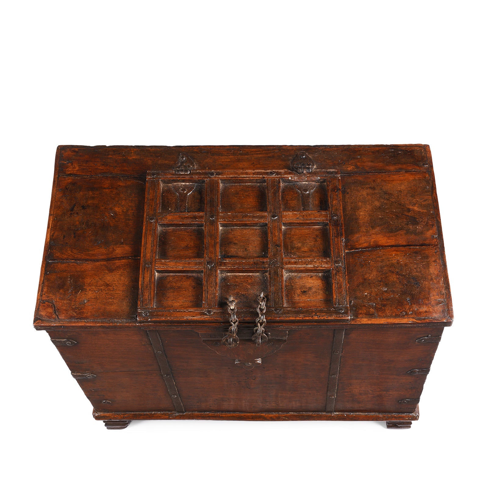 Iron Bound Teak Chest From Gujarat - 19th Century
