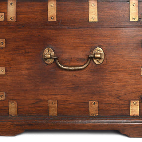 Brass Bound Teak Campaign Box From Rajasthan - 19th Century